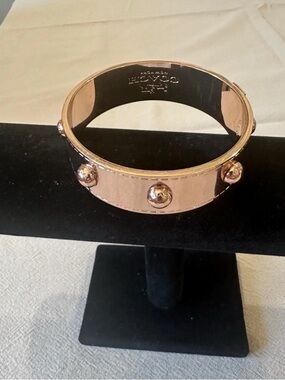Coach Rose Gold-Tone Studded Bangle Bracelet Dome Logo